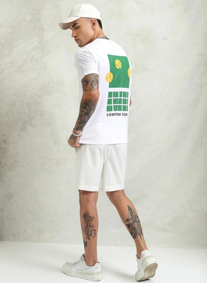 هاي لاندر تيشيرت بياقة دائرية وطبعة جرافيك بقصة مريحة من ستايلي